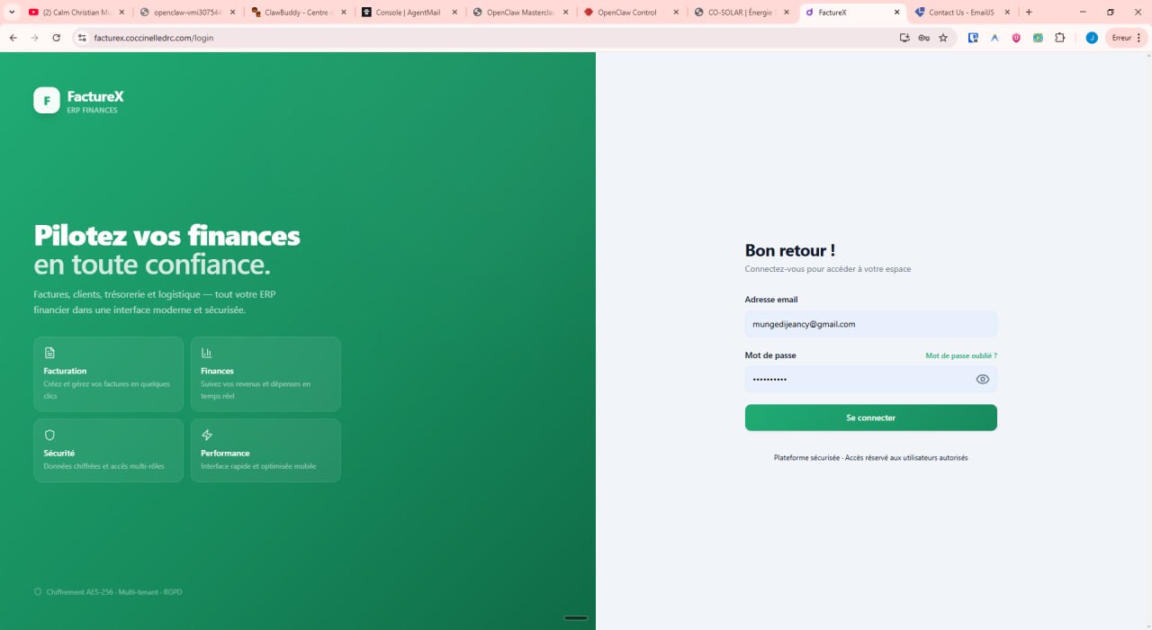 FactureX ERP — CRM interne Coccinelle SARL